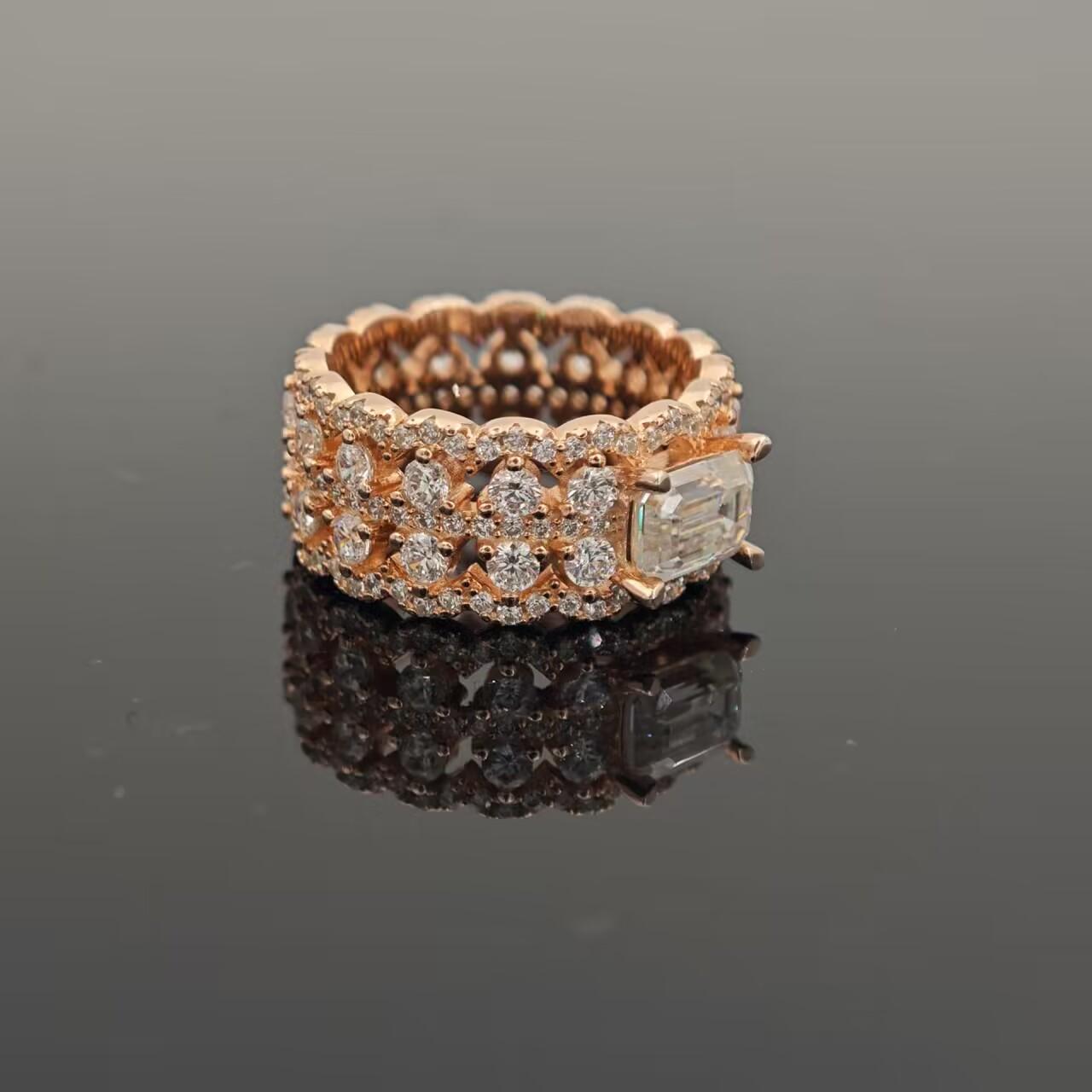 Delzzad 1ct Octagon Luxury Ring Synthetic Moissanite Ring Band In 925 Sterling Silver Birthday Anniversary Mother's Day Christmas Gifts for Men Women