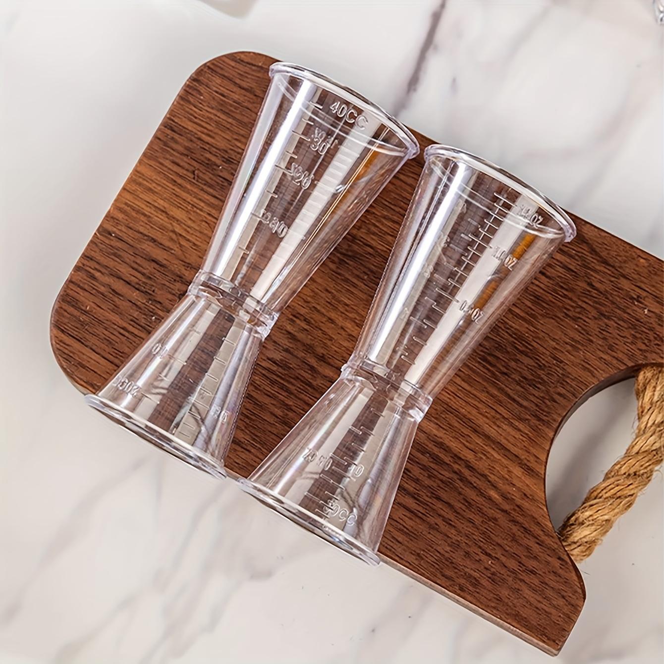 4pcs LON Professional Measuring Cups with Graduations - Food-Grade Plastic Measuring Cups with 0.68/1.35oz Scale - Heavy-Duty Bartender's Cocktail and Milkshake Measuring Cups - Precise Ounce and Milliliter Beverage Measuring Cups - Kitchenware