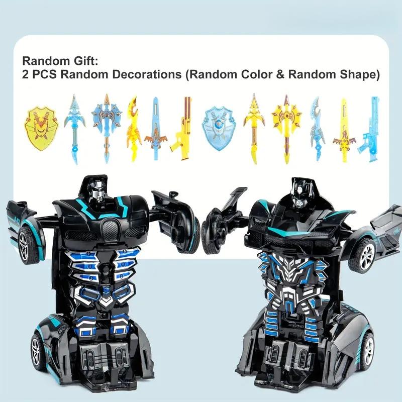 2-In-1 Fun Transforming Robot Police Car Toy, Inertia Collision Deformation, Parent-Child Interaction, Boys Girls Birthday Gift, Ages 3-6