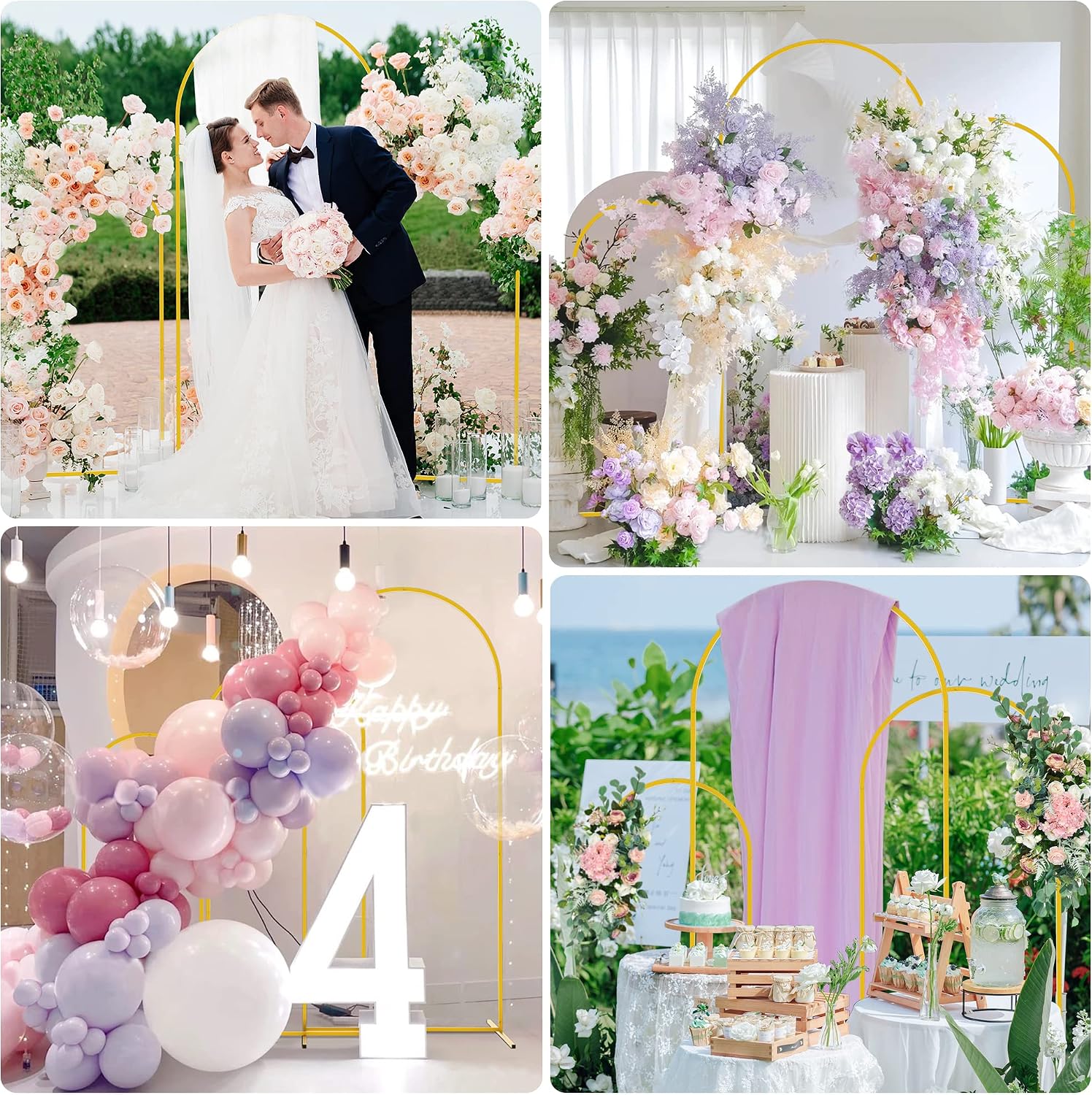 Gold Metal Arch Backdrop Stand Set of 3, 7.2FT+6.6FT+6FT Reusable Multi‑Size Frame, Easy Assembly Balloon Arch Frame for Wedding Reception, Baby Shower, Engagement, Birthday, Graduation, Holiday Party, Indoor and Outdoor Event Decor Supplies Gold Metal Arch Backdrop Stand Set of 3, 7.2FT+6.6FT+6FT Reusable Multi‑Size Frame, Easy Assembly Balloon Arch Frame for Wedding Reception, Baby Shower, Engagement, Birthday, Graduation, Holiday Party, Indoor and Outdoor Event Decor Supplies