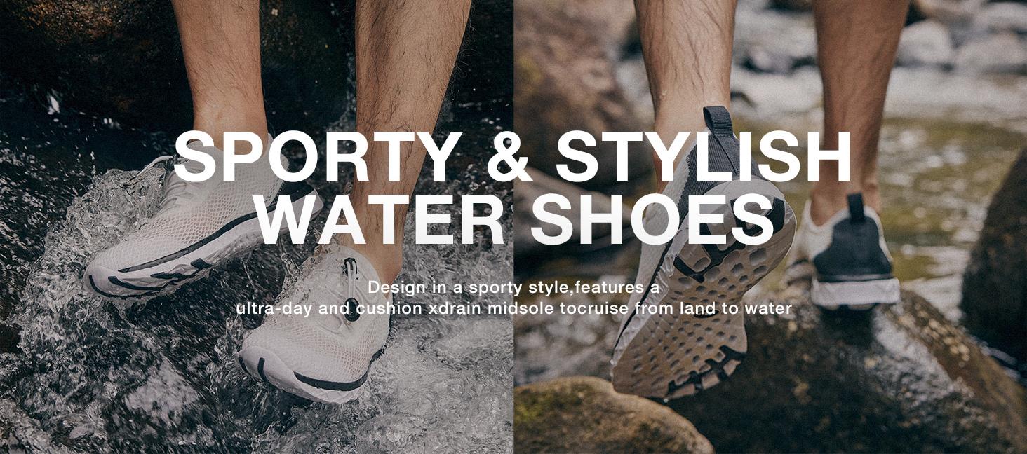 ALEADER Men's Lightweight Quick Drying Barefoot Aqua Water Shoes with 3D Dual Cushion & XDRAIN Tech for Swimming, Hiking, Beach Sports, Kayaking, Diving, Outdoor Activities - Watershoes SpringStatements ALEADER Men's Lightweight Quick Drying Barefoot Aqua Water Shoes with 3D Dual Cushion & XDRAIN Tech for Swimming, Hiking, Beach Sports, Kayaking, Diving, Outdoor Activities - Watershoes SpringStatements