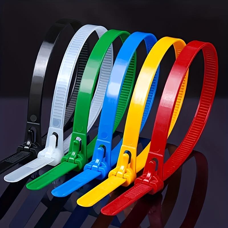 100 Pcs Reusable Nylon Cable Ties, Self-Locking Plastic Wire Straps, Mixed Colors, Durable & Flexible Design, Indoor Outdoor Use, Multipurpose