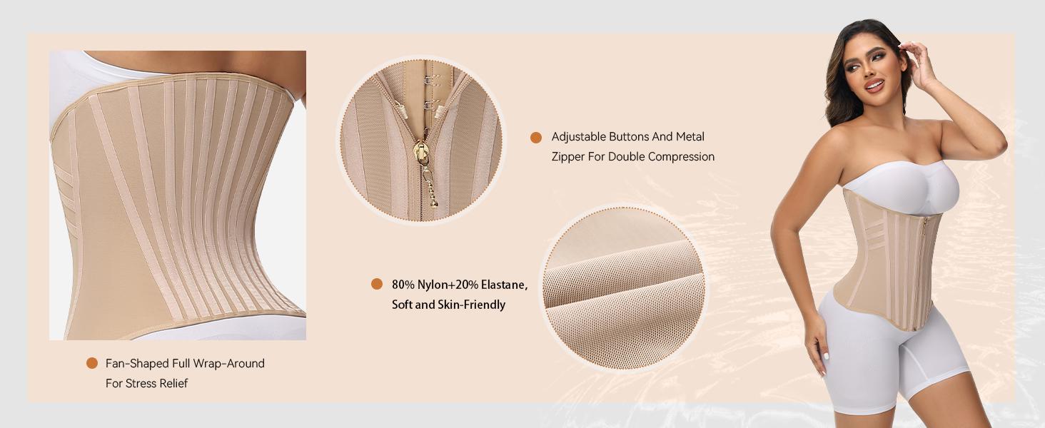 SHAPSHE Waist Shapewear for Women Tummy Control Waist Trainer Corset Sport Workout Belly Band Gym