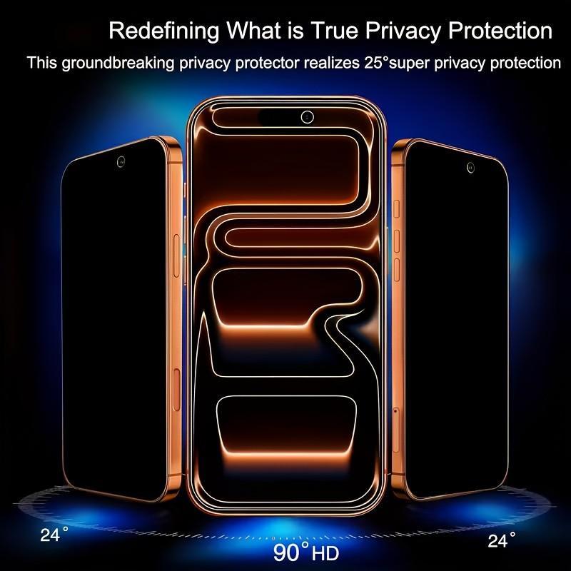 5 pack Full Cover Privacy Screen Protector for iPhone 17 Pro Max/17 Pro/17 Air/16e/17/16/15/14/13/12/11/Pro/Pro Max/Plus/Mini/X/XS/XR/XS MAX/7/8/SE,One-Click Film Applicator,9H Hardness,Anti-Scratch,Anti-Fingerprint,Bubble-Free Application,Easy to Install