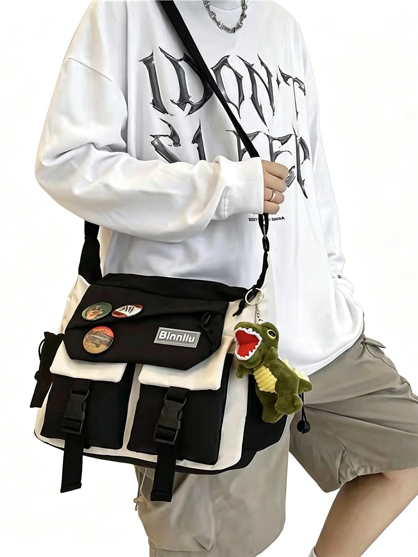 Unisex Nylon Adjustable Shoulder Strap Commuter Casual Crossbody Bags, Large Capacity Casual Colorblock Design, Ideal for Travel, Daily Use and Commuting