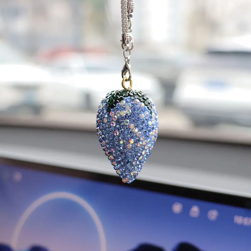 Light blue big strawberry car pendant