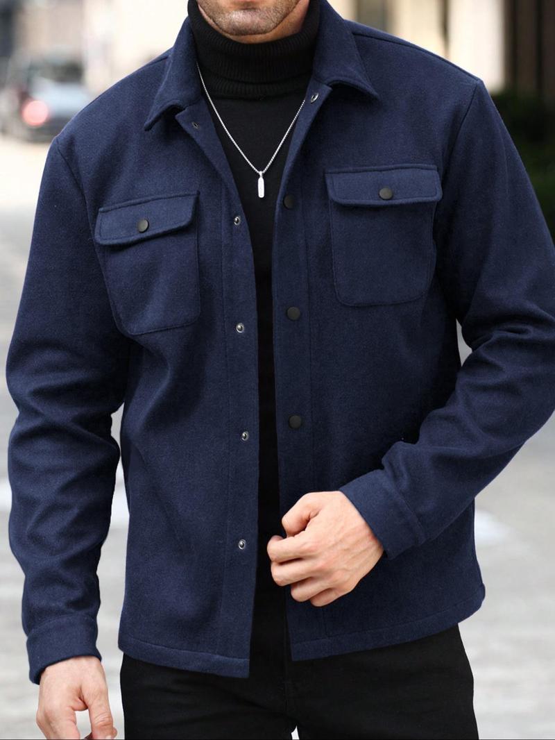 Men's Simple Woolen Jacket Coat, Fashion Casual Design, Suitable for Work or Outing, Lightweight Outerwear, Enhance Your Wardrobe Taste Men's Simple Woolen Jacket Coat, Fashion Casual Design, Suitable for Work or Outing, Lightweight Outerwear, Enhance Your Wardrobe Taste