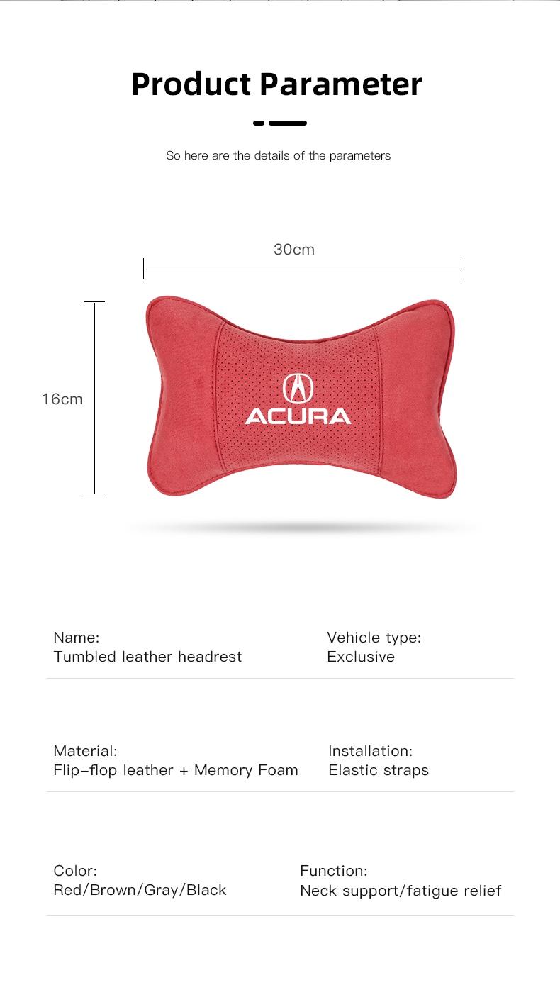 Car Suede Headrest Neck Support Auto Seat Accessories For Acura ADX RDX ZDX Integra NSX MDX TLX CDX ILX RLX TL RL