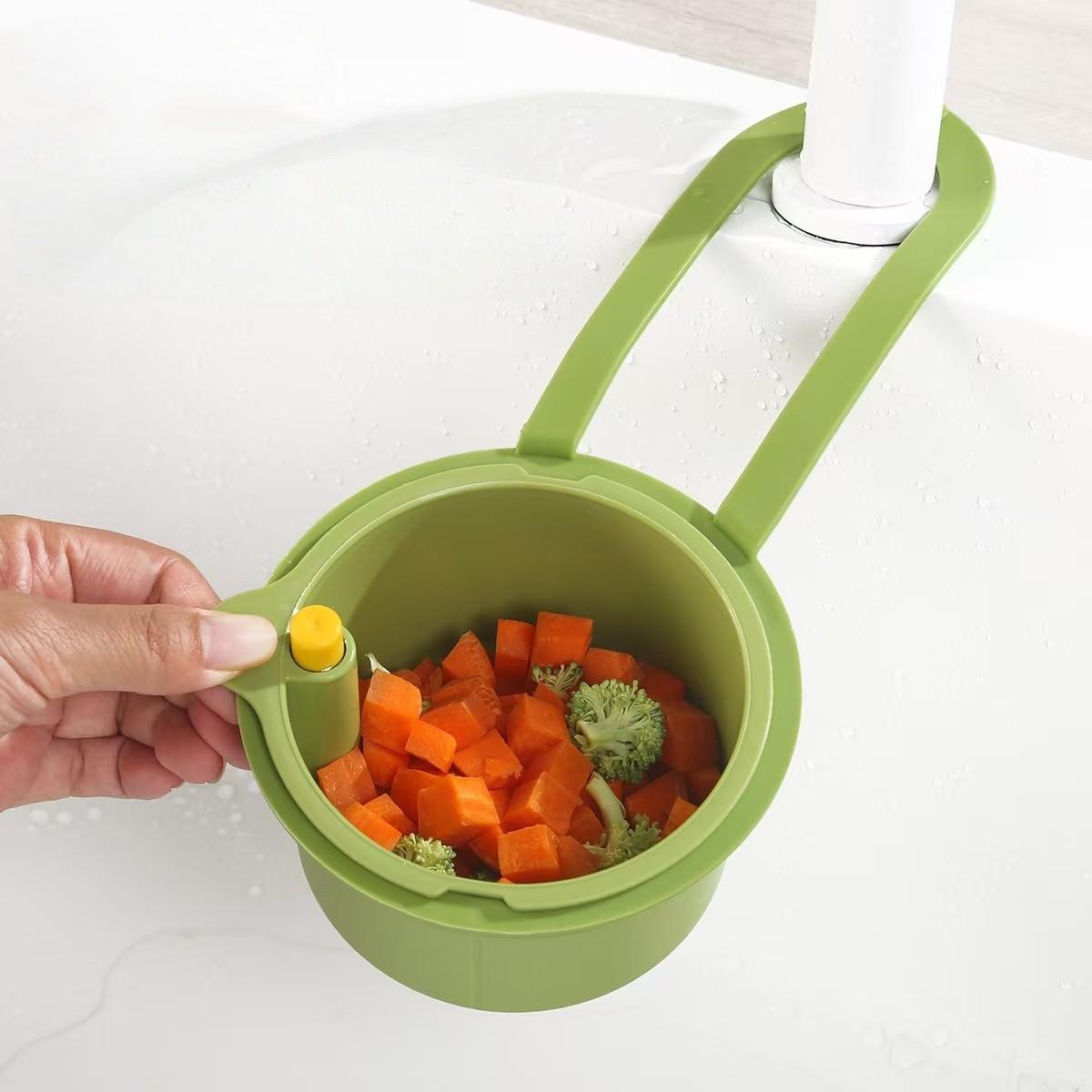 Multifunctional Hanging Sink Filter Basket, One-Button Drain Separation Filter, Kitchen Bathroom Storage, 1 Piece