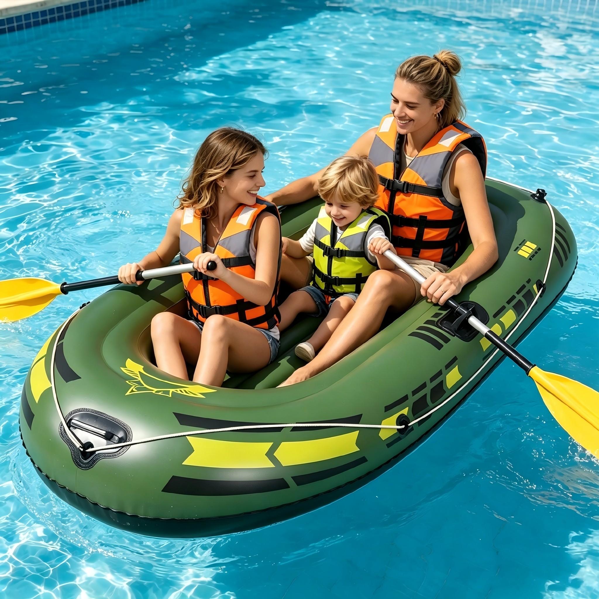 Inflatable Kayak for Fishing, Rafting, and Summer Fun, Thickened Water Sports Paddle Boat with Handles, Family Outdoor Activity