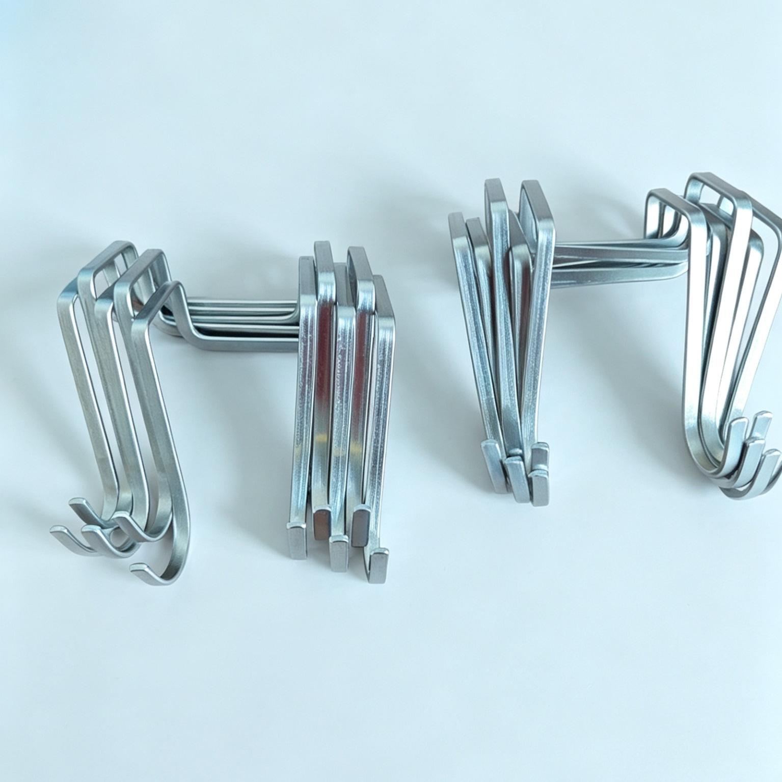 2PC No Drill Stainless Steel Double S Hooks, Over Door Cabinet Hanging Hooks Multi-Purpose Home Storage Organizer Hooks