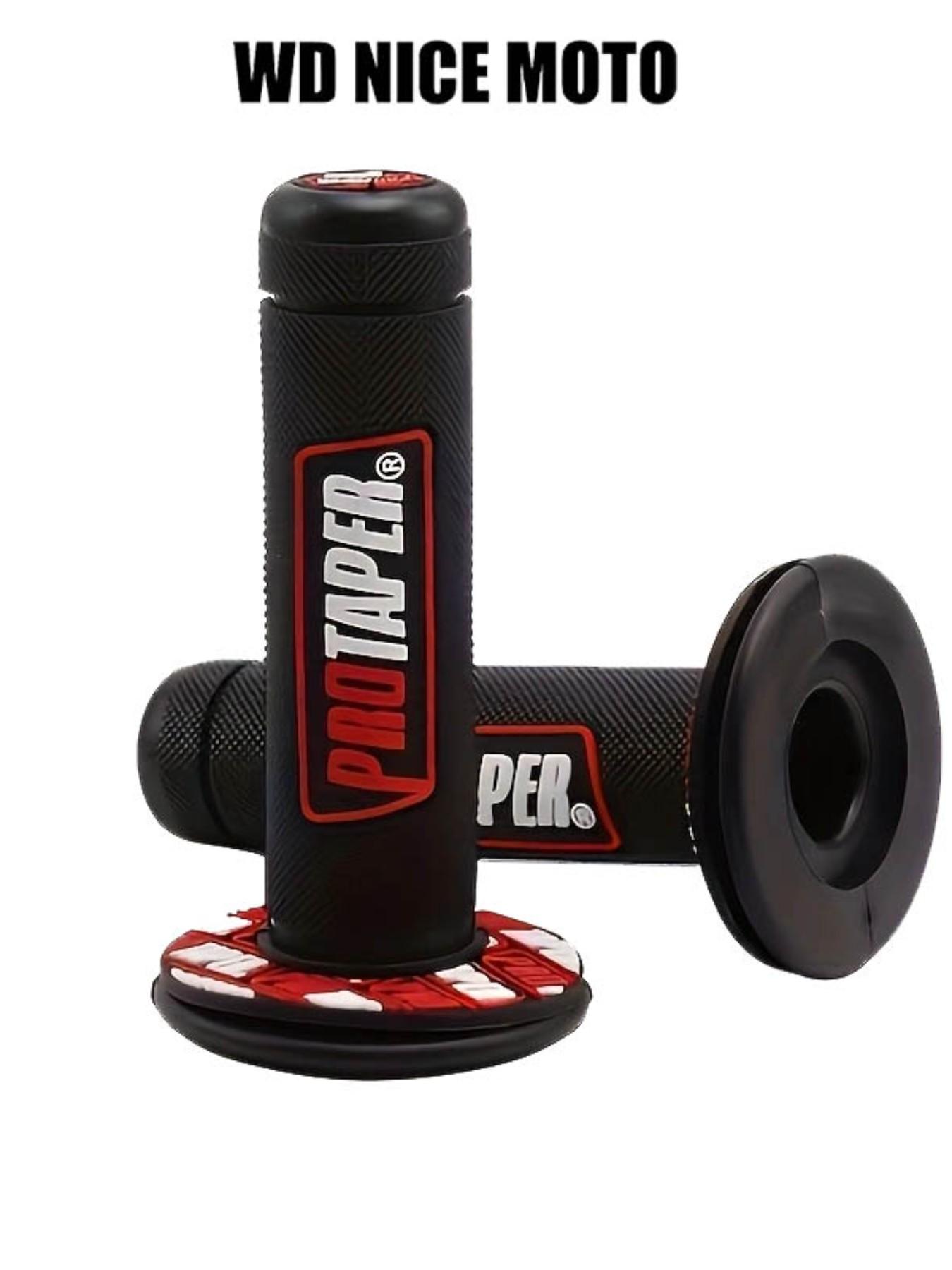 WD Nice Moto Motorcycle Handle Grips, 7/8" 22mm Universal Handlebar Rubber Gel, Comfortable Hand Grip for Motocross & Dirt Bikes