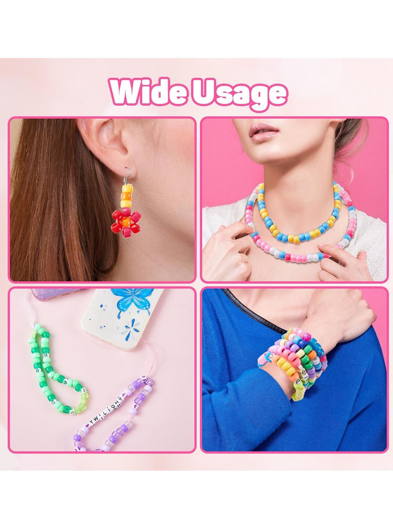 1200 Piece Bracelet Making Kit, 24 Color Pony Rainbow Beads, Elastic Friendship Bracelet Set, DIY Jewelry Craft, Birthday Gift, Keychain Accessory