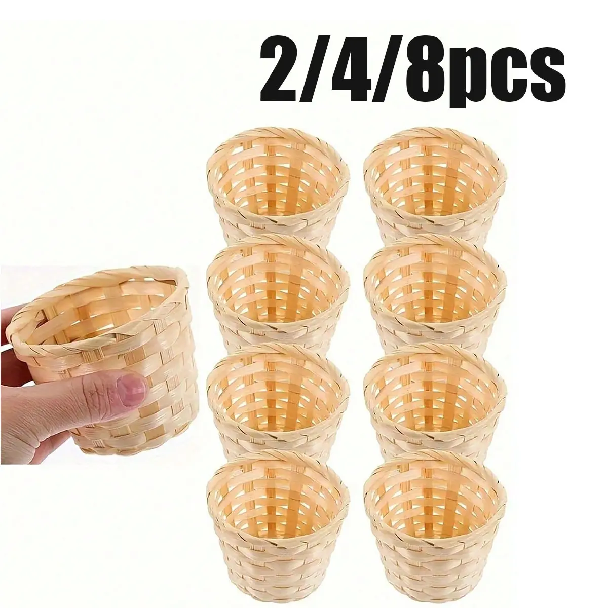 Mini Handcrafted Woven Bamboo Basket Set, Home Decorative Baskets, Desktop Storage Boxes Organizer, Ideal for Christmas, Weddings, Parties, Room Decoration