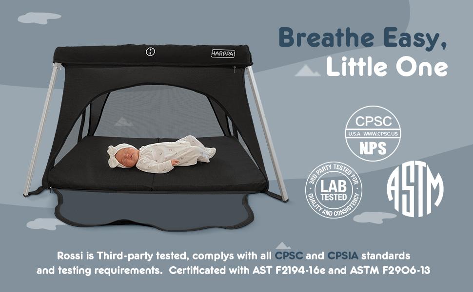 HARPPA Rossi | Lightweight Pack n Play Travel Crib & Playard – Portable Foldable Playpen with Mattress, for Newborns, Infants & Toddlers