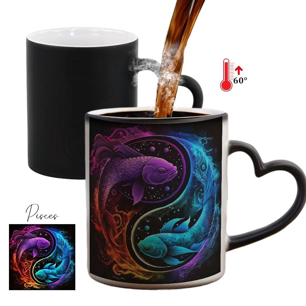 1pc Twelve Zodiac Signs Magic Color-Changing Mug with Heart-Shaped Handle & 12 Constellation Design - Temperature-Sensitive Cup, Coffee Mug, Coffee Mugs, Stylish Drinkware