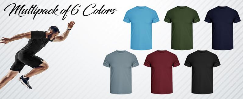 TELALEO 6 value pack Workout Shirts for Men Short Sleeve Athletic Active Tops Quick Dry Crew Neck T Shirt for Running Gym Tees gymshirts dealsforyoudays