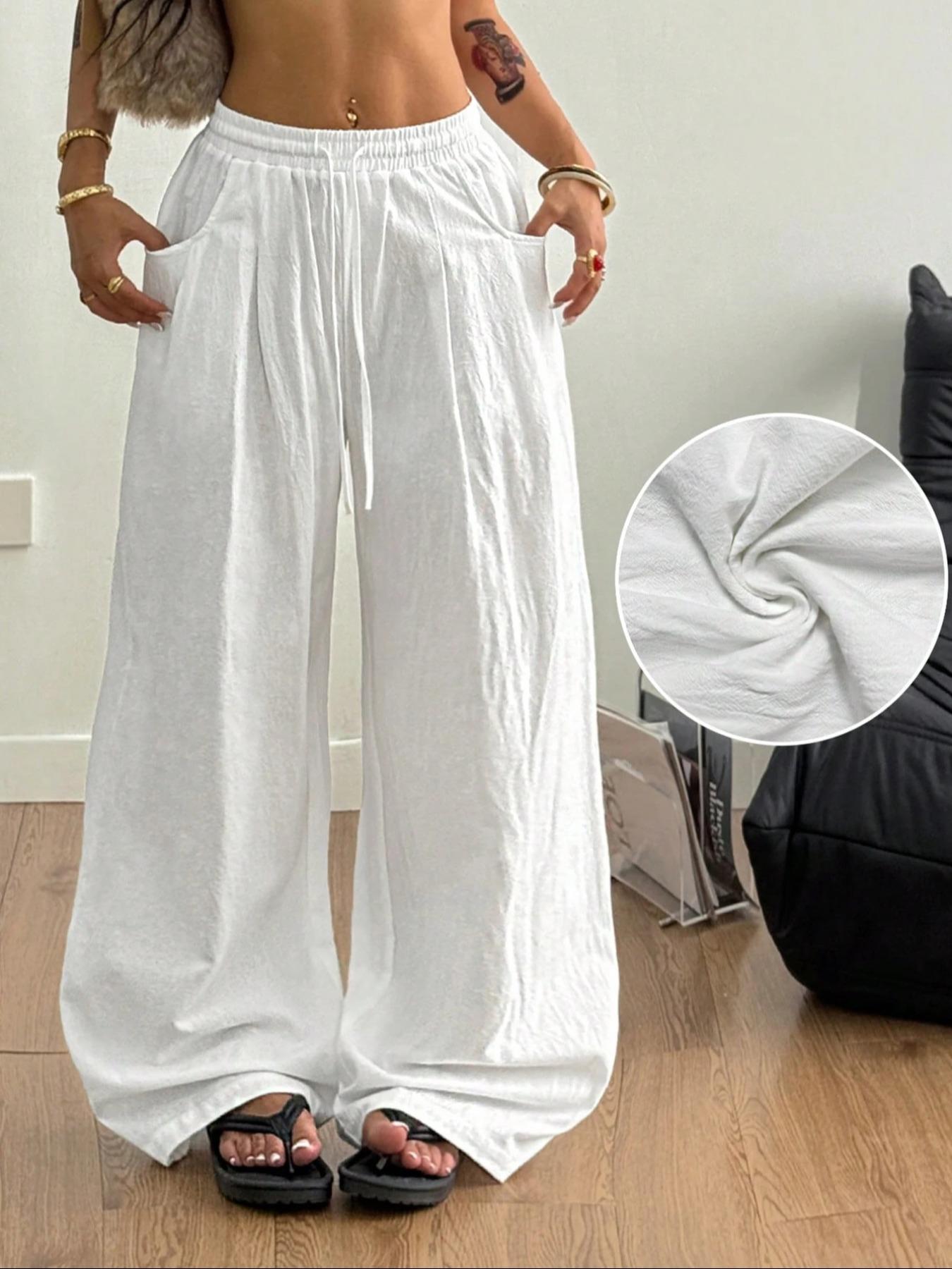 Women's Bohemian Style Casual Pants, Low Waist Loose-Fitting Design, Comfortable Daily Wear, Perfect for Vacation & Everyday