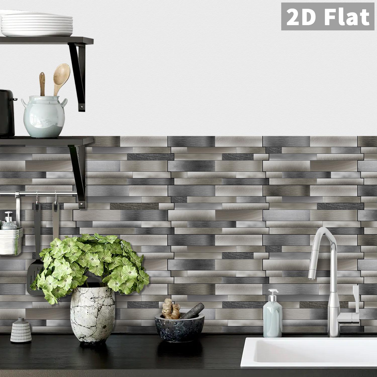 24pcs Marble Tile Stickers, Brick Shaped Patterns, Self-Adhesive Waterproof, Strong Adhesion, Ideal Choice For Rooms, Living Rooms, Kitchens, Corridors