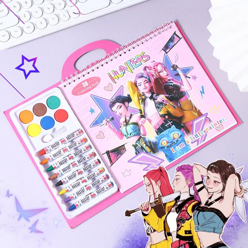 K-Pop Anime Coloring Book, Singing Queen Colorful Drawing Activities, Safe Art Supplies & Creative Fun Gift