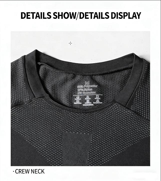 LiveGreat Men's 2026 Spring Autumn T-Shirt, High Stretch Seamless Jacquard Antibacterial Deodorant Sports Tee