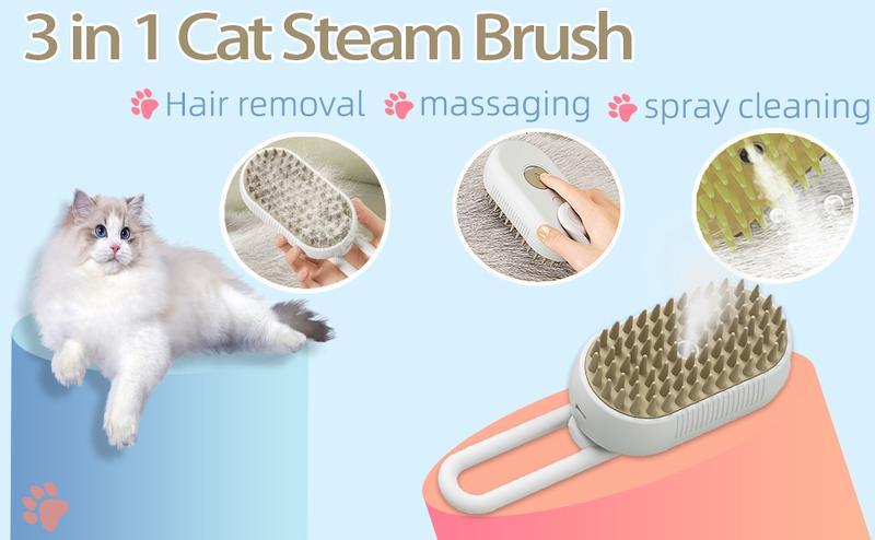 Pet Steam Brush,Cat Dog Hair Remover, Adjustable Pet Hair Remover,Pet Steamy Mist,Steam Pet Brush for Pet Hair 3-IN-1 Steamy Cat Brush Grooming Comb for Dogs Steam Brush for Cats Remove Flying Fur Steam Advanced Pet Hair Removal Comb pet pal brush