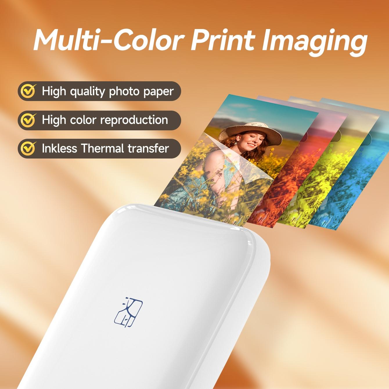 MT53 Mini Bluetooth Photo Printer, Smartphone Photo Printer, Portable Wireless 2x3 Inch Sticker Printer, Instant Color Photos, Compatible with iPhone & Android – Perfect Gift Ideal