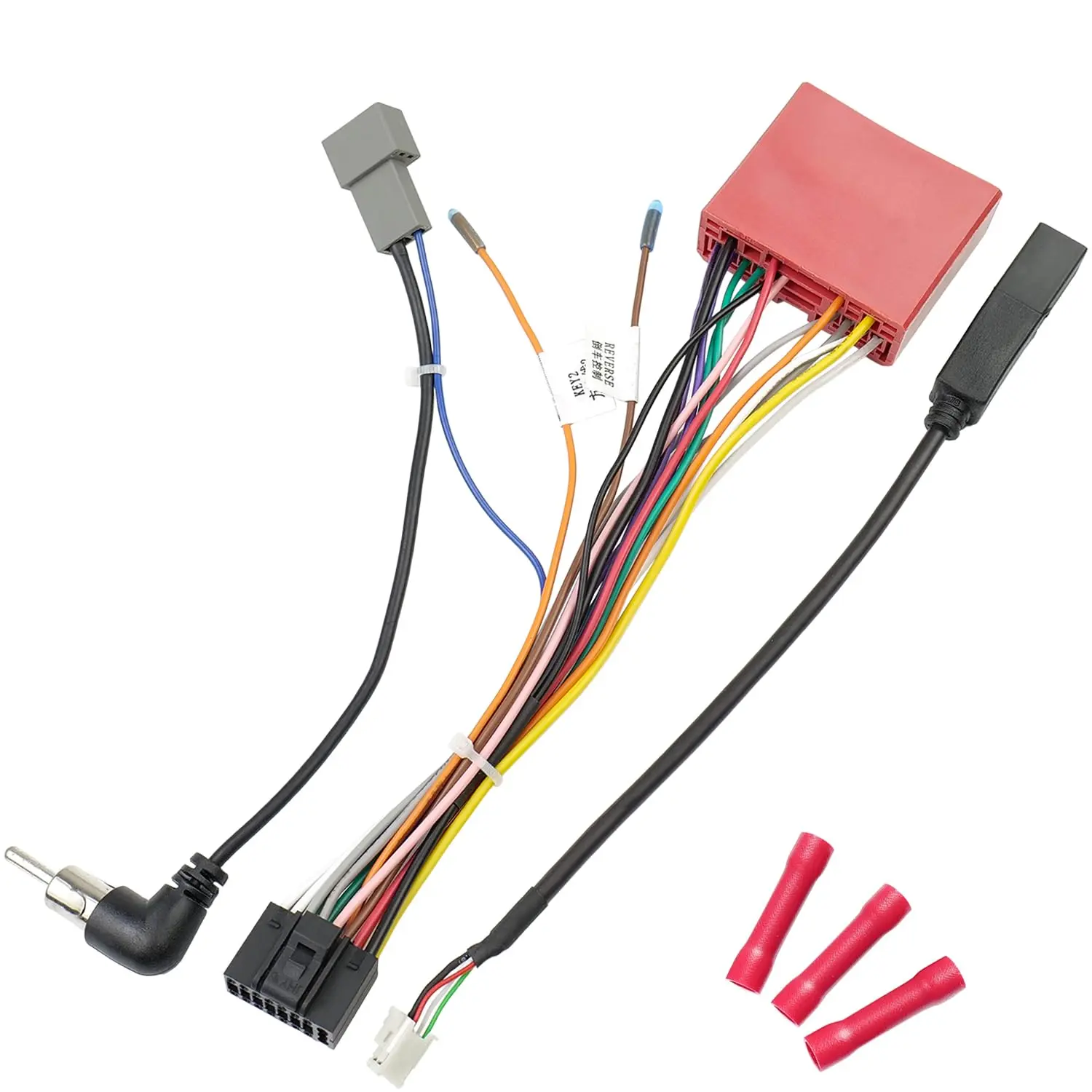 24-Pin Radio Wiring Harness with 16-Pin ISO Stereo Plug & SWC Support, Android Stereo Antenna Connector for Mazda 2,3,5,6,CX-5,CX-7,CX-9,MPV,Miata,Millenia,Tribute,Protege