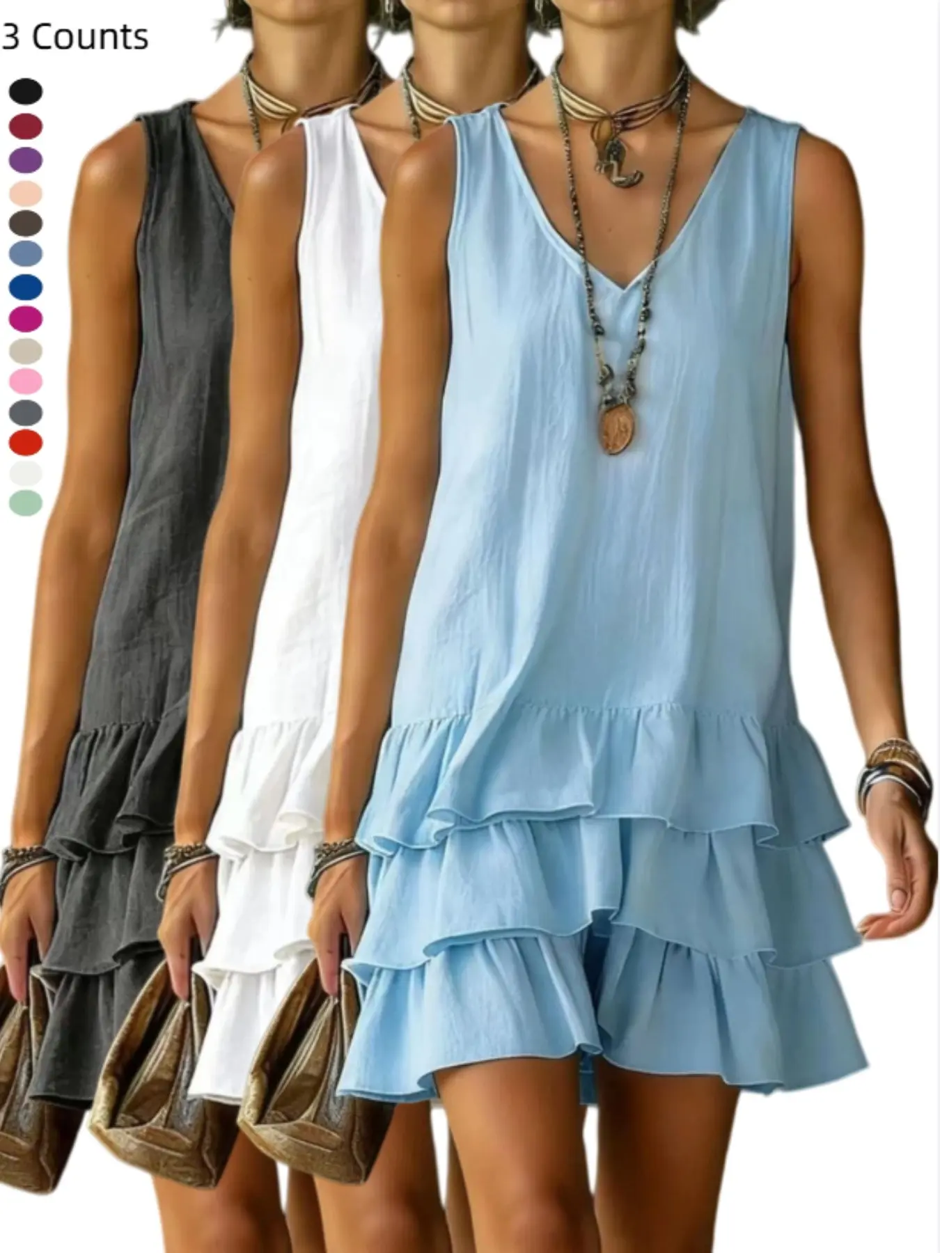 Fashion Women's Loose Fit Casual Plain Side Pocket Tank Dress, All Seasons Wear, Comfortable Knit Material, Ideal for Daily