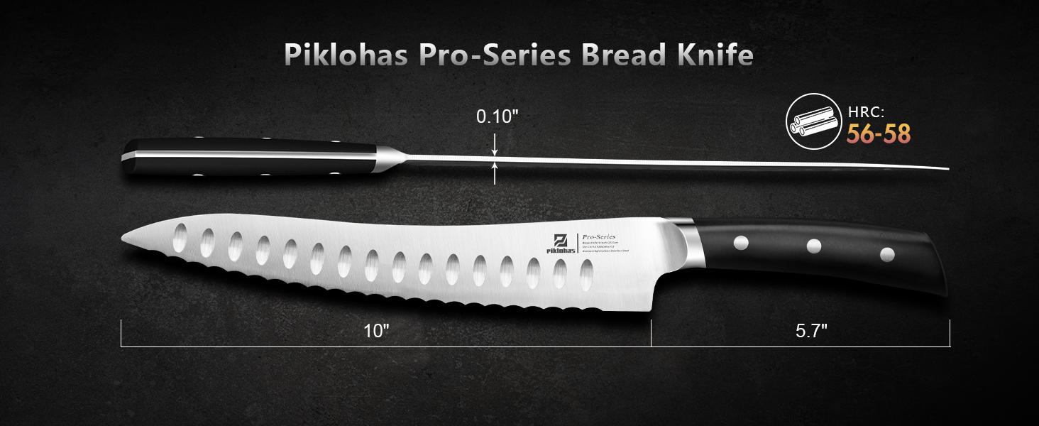 【TikTokShopJumpstart】Piklohas Resharpenable 8/10-inch Bread Knife, Multifunction Serrated Knife, German HC Stainless Steel Bread Cutting Knife with Innovative Wavy Edge for Efficient Slicing, Razor Sharp for Homemade Bread Valentines Day Gift
