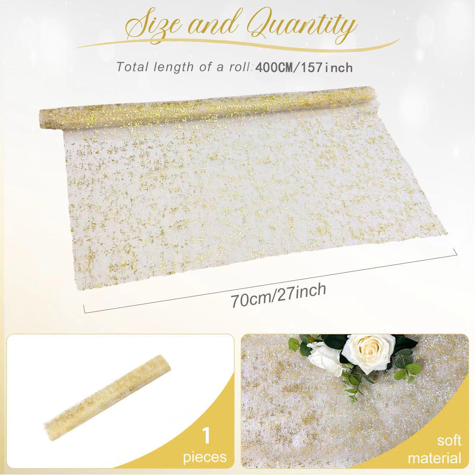 70X400CM Soft Black Gold Metallic Foil Table Runner ,Soft Sparkle Golden Foil Dining Table Decoration For Wedding Bride Shower