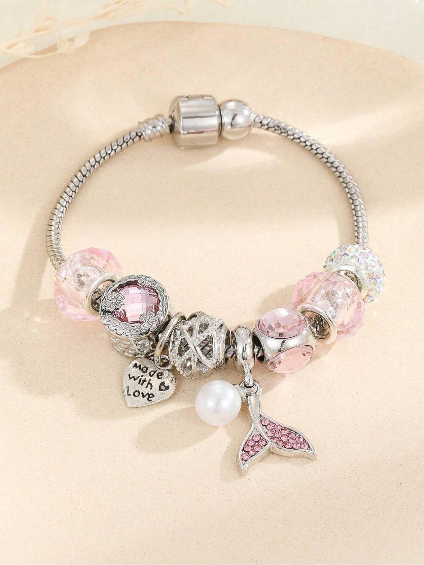 Women's Cute Flower & Rhinestone Fish Tail & Heart Design Bracelet, Fashion Bracelets, Fashion Jewelry for Party, Daily Decor, Trendy All-match & Exquisite Jewelry for Birthday Gift