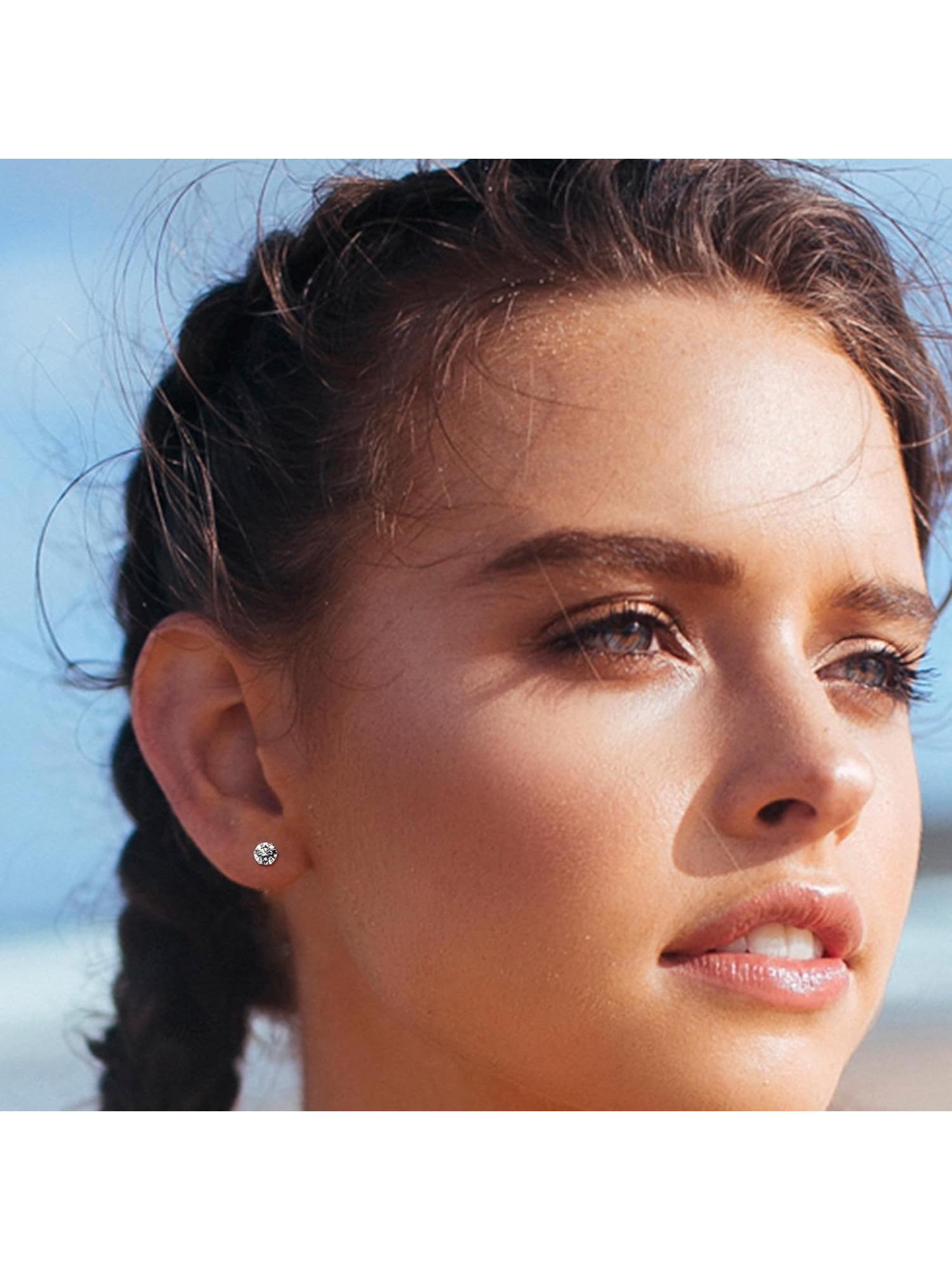 6 Pairs Titanium Stud Earrings for Women Men Cubic Zirconia Hypoallergenic Stud Earrings Set for Sensitive Ears 3-8mm