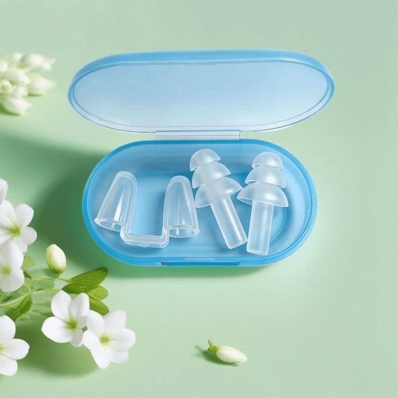 Swimming Nose Plugs and Earplugs Set, 2 Pcs Silicone Nose Clips, Adult Universal Size, Waterproof for Swimming, Kayaking, Diving