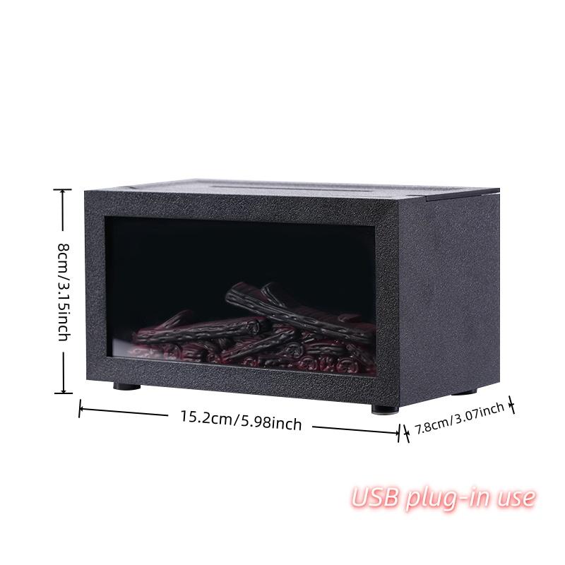 New Vintage Fireplace Silent Essential Oil Diffuser, 3D Realistic Fire Flame Humidifier, Home Desktop Humidifier, Tabletop Air Purifier, Room Humidifier