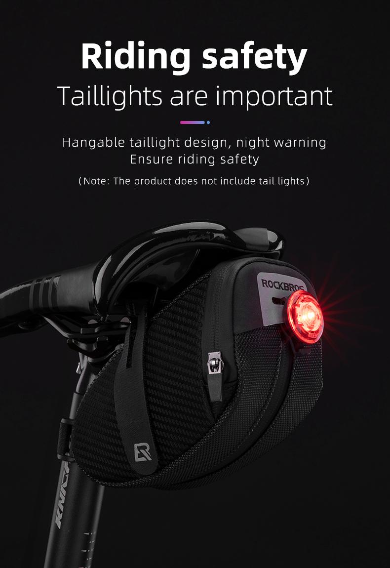 ROCKBROS Bike Saddle Bag, Bike Bag Under Seat, Strap-on Cycling Wedge Pack, Bike Seat Storage Bag for Mountain Road Bikes, 0.75L