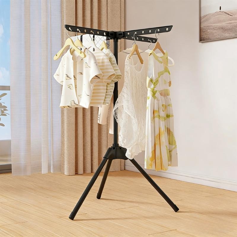 Foldable Multi-Layer Floor-Standing Clothes Rack, Multifunctional Towel Holder, Balcony Drying Rack, Simple Bedroom Storage Shelf