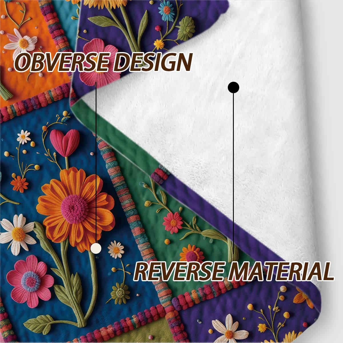 Vintage Floral Patchwork Blanket, Soft Breathable Flannel, Warm Comfortable Washable, Sofa Bedroom Bed Decor, Holiday Gift Multi-Use Throw