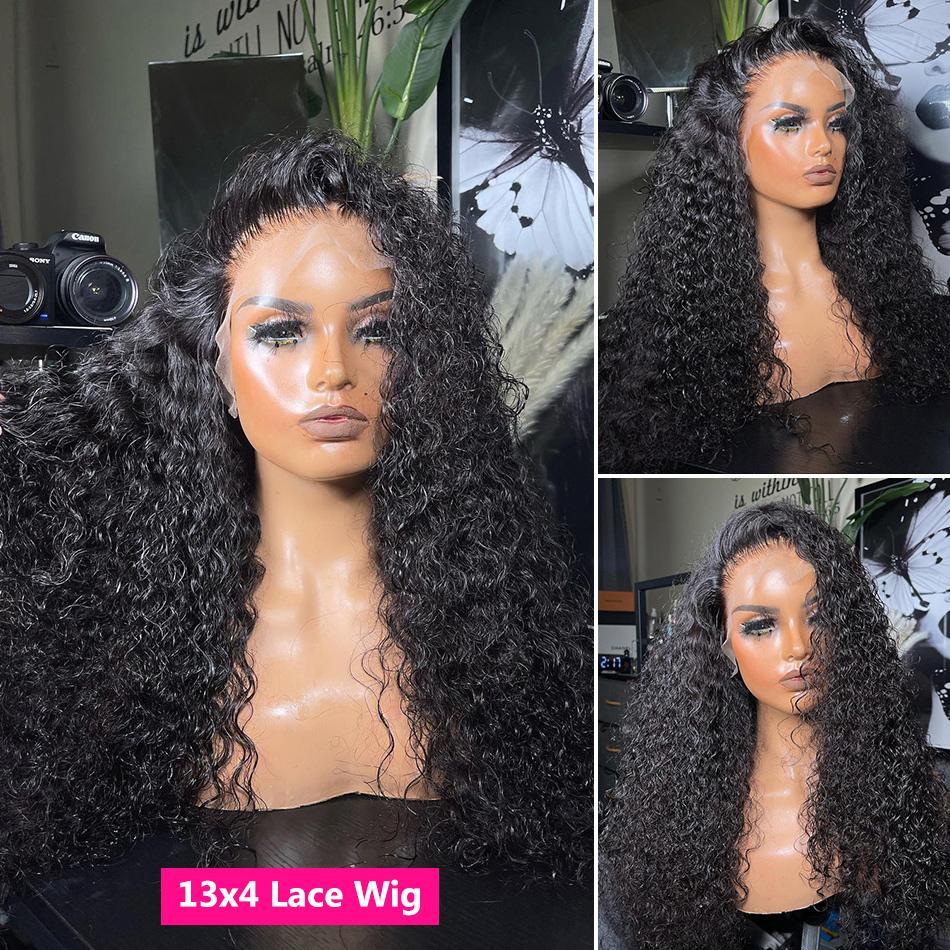 Bling Hair Kinky Curly Wigs Human Hair 13x4 Transparent Lace Front Wigs 36 40 Inch 13x6 HD Lace Frontal Wig Curly Human Hair Wigs  For Women Pre Plucked 180% Density