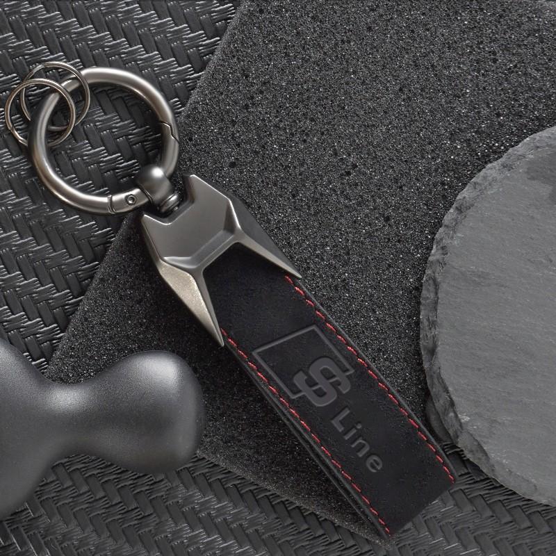 Suede Leather Motorcycle Emblem Keychain, Auto Logo Keyring for Audi Sline A1-A8l & Tt Models, Perfect Gift for Friends