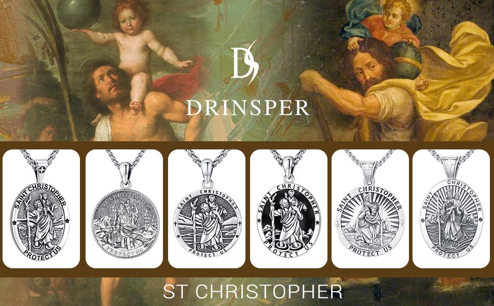DRINSPER S925 Jesus Crucifix Necklace for Men Women 925 Sterling Silver Jesus Cross Necklace