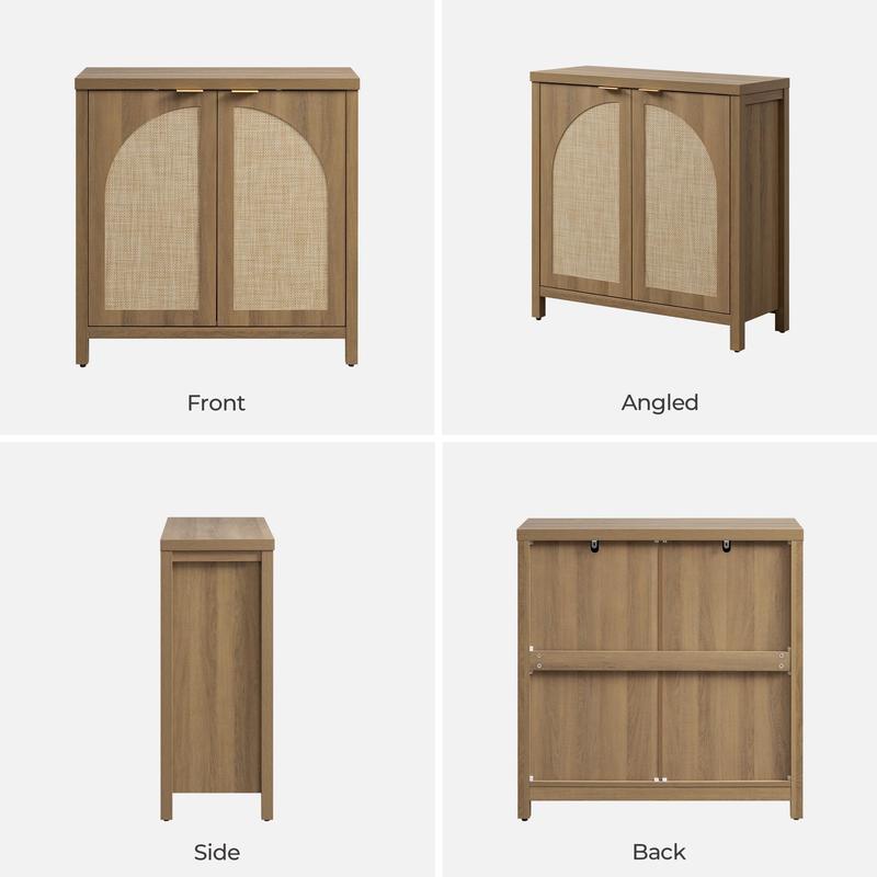 SICOTAS Accent Storage Cabinet with Rattan Doors, Room Decor Sideboard Buffet Cabinet with Adjustable Shelves, Multifunctional Console Table Rattan Credenza for Dining Room Living Room Entryway, Versatile Design SICOTAS Accent Storage Cabinet with Rattan Doors, Room Decor Sideboard Buffet Cabinet with Adjustable Shelves, Multifunctional Console Table Rattan Credenza for Dining Room Living Room Entryway, Versatile Design