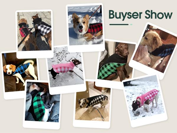 Kuoser Reversible Dog Coat, Warm Waterproof Dog Jacket, British Style Plaid Dog Winter Coats, Puppy Cold Weather Vest Windproof Outdoor Clothes Dog Snow Jackets for Small Medium Large Dogs