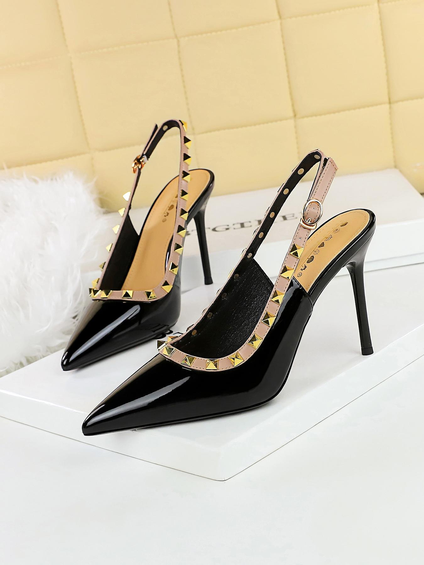 Women's Fashionable Studded Decor High Heel Shoes, Elegant Pointed Toe Slingback Heels for Party, Daily Clothing Decor for Women & Girls, Footwear