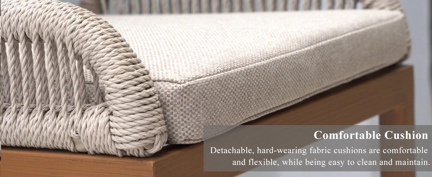 PURPLE LEAF Rattan Bar Stools Set of 2, Modern Counter Stools & Bar Stools with Cushions, Outdoor Bar Stools