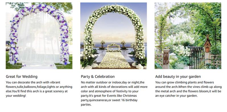 7.9 Ft Height x 4.6 Ft Width Metal Pergola Arbor - Freestanding Garden Arch for Climbing Plants, Wedding, Bridal Party Decorations - Easy Assembly, 2 Adjustable Sizes, Wide Arbor for Versatile Use outdoor garden yard christmas