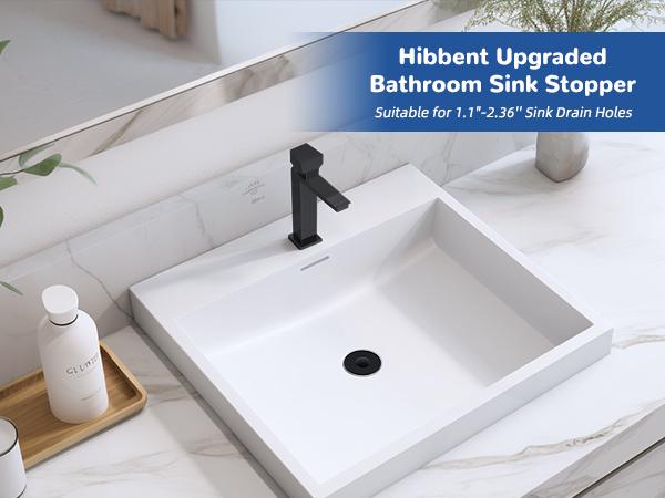 Hibbent Upgraded 3 in 1 Bathroom Sink Drain Strainer, Universal Pop Up Stopper, Removable Stainless Steel Filter Basket Hair Catcher, Sink Plug for 1.1''~2.36'' Basin, Brass Bullet Core, Matte Black