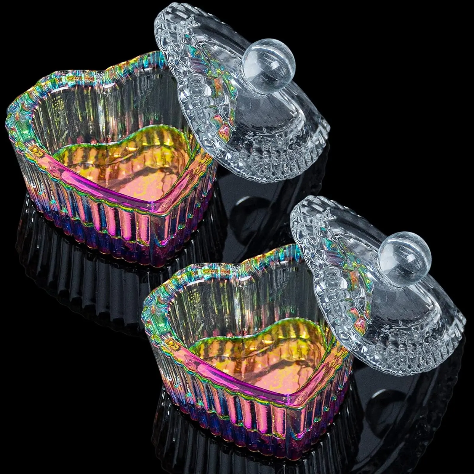 2pcs Glass Dappen Dishes with Lids, Acrylic Nail Liquid & Powder Containers, Glass Crystal Cups for Monomer, Professional & Home Use