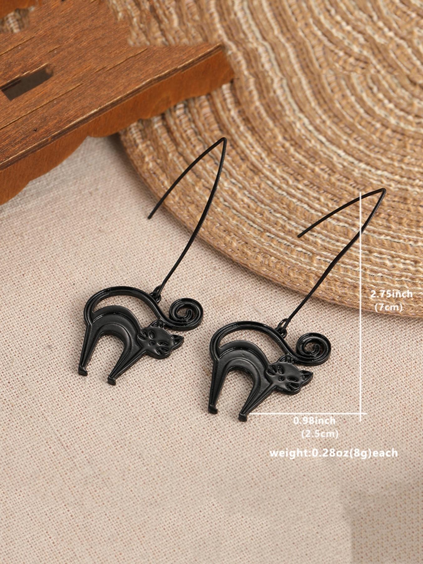 Creative Retro Black Cat Pendant Earrings, Personalized Earrings Accessories for Holiday Parties, Cute Jewelry