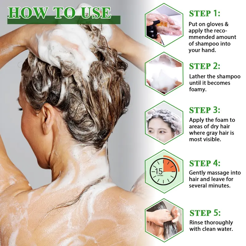 SEFUDUN 3-in-1 Hair Color Shampoo, Hair Dye Shampoo provides coverage for gray hair, covering at the roots, temples, and all over, the color looks natural and lasts, with natural results